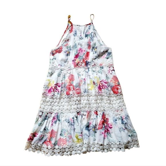 ANTHROPOLOGIE RANNA GILL Kalila Floral Women's Halter Lace Cottagecore Dress - Picture 12 of 12